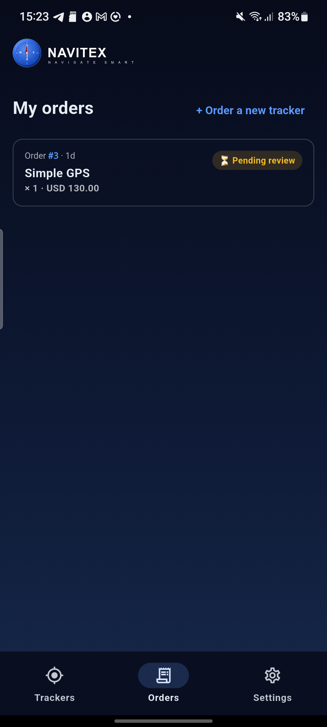 Orders — buy more trackers in-app